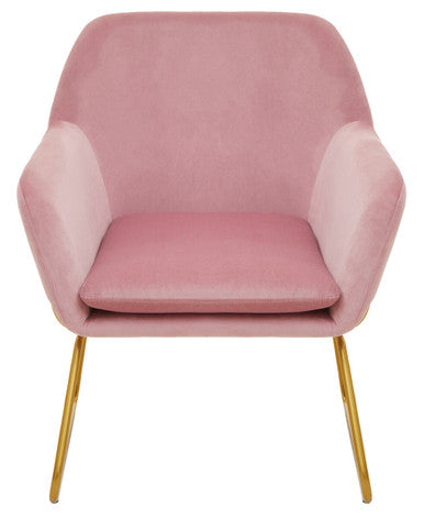 Pink Velvet and Gold Frame Accent Chair