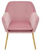 Pink Velvet and Gold Frame Accent Chair