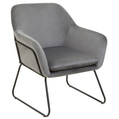 Grey Velvet Accent Chair with Smooth Finish