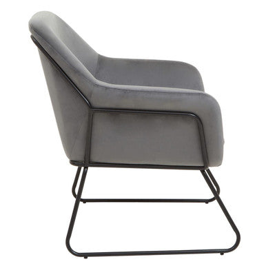 Grey Velvet Accent Chair with Smooth Finish
