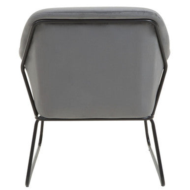 Grey Velvet Accent Chair with Smooth Finish