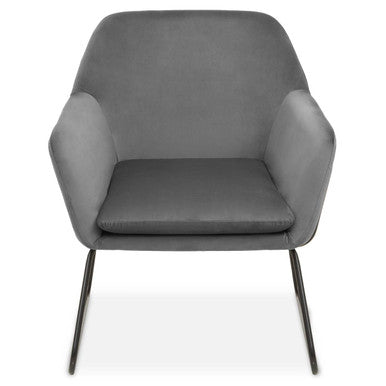 Grey Velvet Accent Chair with Smooth Finish