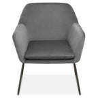 Grey Velvet Accent Chair with Smooth Finish