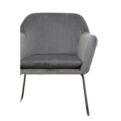 Grey Velvet Accent Chair with Smooth Finish