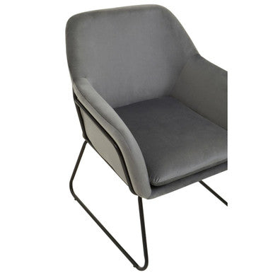 Grey Velvet Accent Chair with Smooth Finish