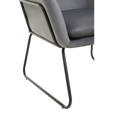 Grey Velvet Accent Chair with Smooth Finish