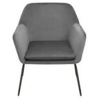 Grey Velvet Accent Chair with Smooth Finish
