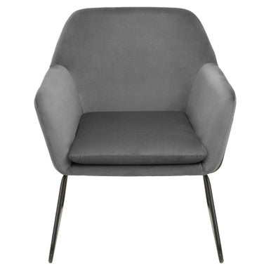 Grey Velvet Accent Chair with Smooth Finish