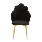 Black Velvet Dining Chair with Scalloped Back