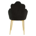 Black Velvet Dining Chair with Scalloped Back