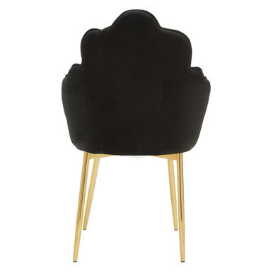 Black Velvet Dining Chair with Scalloped Back