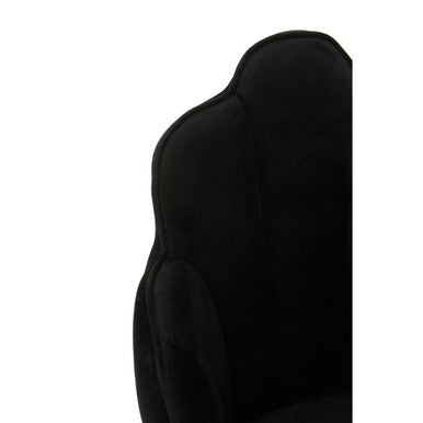 Black Velvet Dining Chair with Scalloped Back