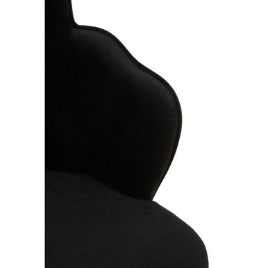 Black Velvet Dining Chair with Scalloped Back