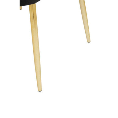 Black Velvet Dining Chair with Scalloped Back