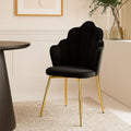Black Velvet Dining Chair with Scalloped Back