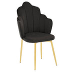 Black Velvet Dining Chair with Scalloped Back