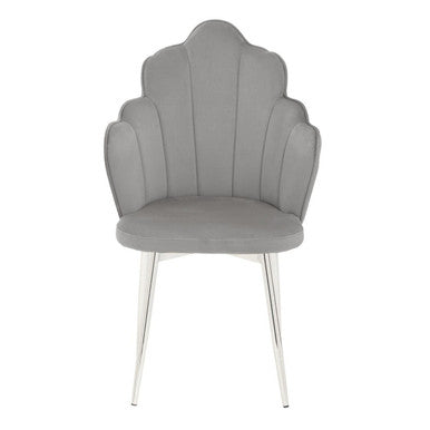 Scalloped Grey Velvet Chair