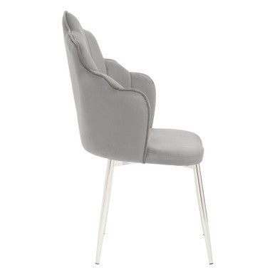 Scalloped Grey Velvet Chair