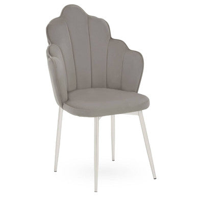 Scalloped Grey Velvet Chair