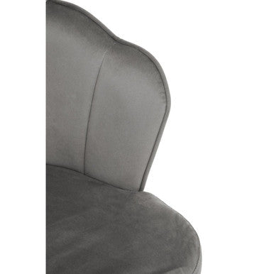 Scalloped Grey Velvet Chair