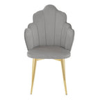 Grey Velvet Dining Chair with Scalloped Back
