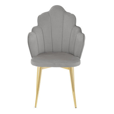 Grey Velvet Dining Chair with Scalloped Back