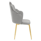 Grey Velvet Dining Chair with Scalloped Back