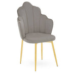 Grey Velvet Dining Chair with Scalloped Back