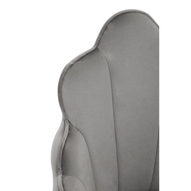 Grey Velvet Dining Chair with Scalloped Back