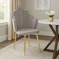 Grey Velvet Dining Chair with Scalloped Back