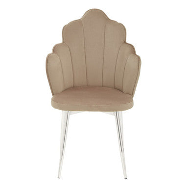 Scalloped Mink Velvet Dining Chair