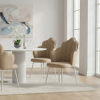 Scalloped Mink Velvet Dining Chair