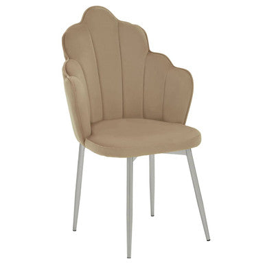 Scalloped Mink Velvet Dining Chair
