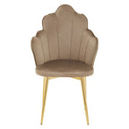 Scalloped Mink Velvet Chair with Gold Legs
