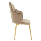 Scalloped Mink Velvet Chair with Gold Legs