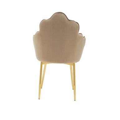 Scalloped Mink Velvet Chair with Gold Legs