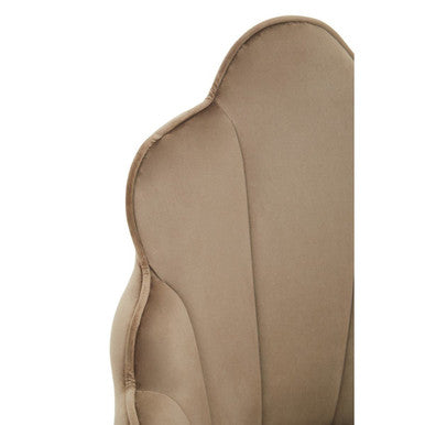 Scalloped Mink Velvet Chair with Gold Legs