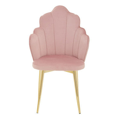 Pink Velvet Dining Chair with Gold Metal Legs