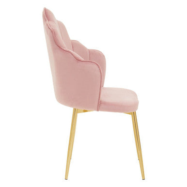 Pink Velvet Dining Chair with Gold Metal Legs