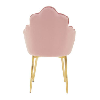Pink Velvet Dining Chair with Gold Metal Legs