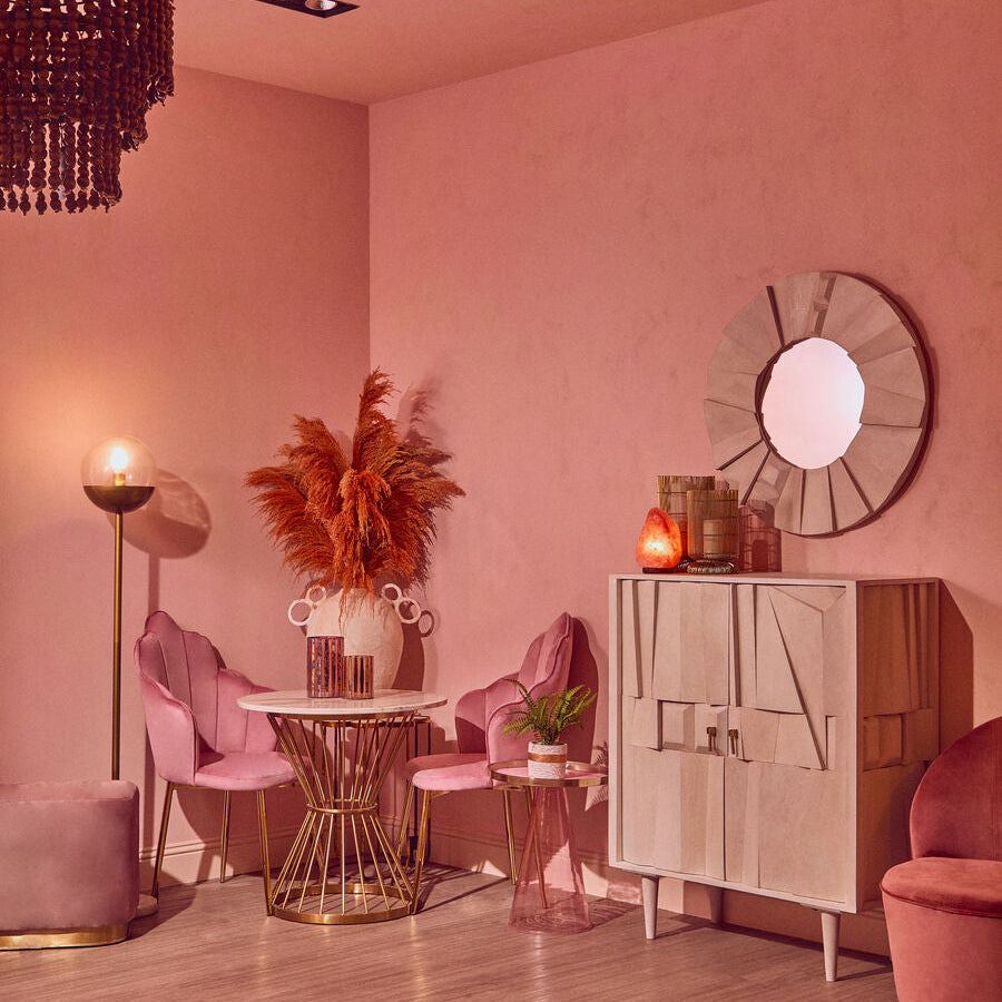 Pink Velvet Dining Chair with Gold Metal Legs