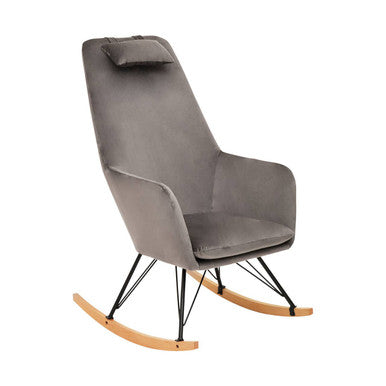 Grey Velvet Rocking Chair