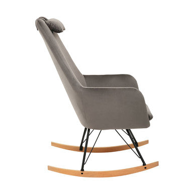 Grey Velvet Rocking Chair