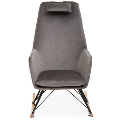 Grey Velvet Rocking Chair