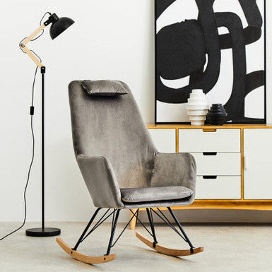 Grey Velvet Rocking Chair