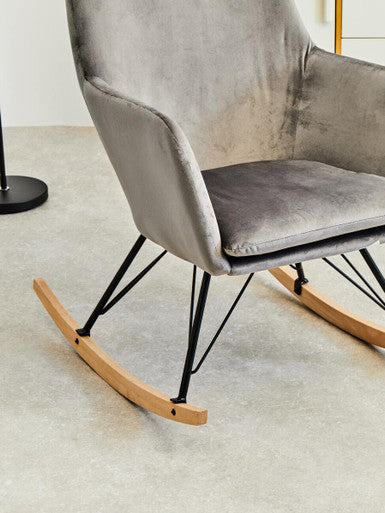 Grey Velvet Rocking Chair
