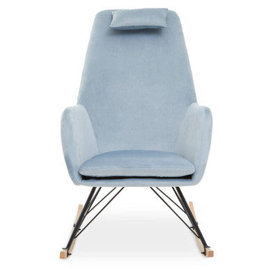Blue Velvet Rocking Chair