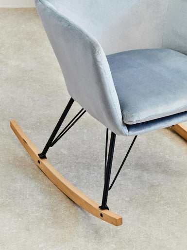 Blue Velvet Rocking Chair