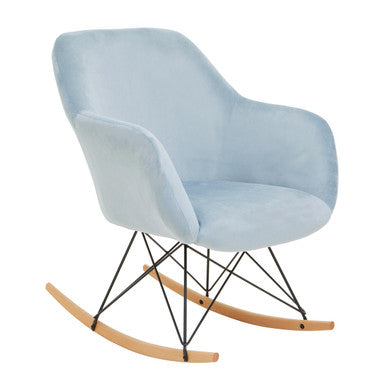 Small Blue Velvet Rocking Chair