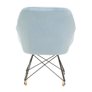 Small Blue Velvet Rocking Chair
